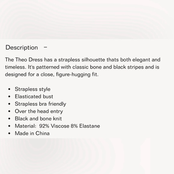 Posse the Label Theo Strapless Dress in Bone/Black Stripe - Picture 3 of 9